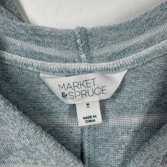 Market & Spruce Top Women M Blue White Stripe Light Weight Beach Coastal Hood - Picture 3 of 7